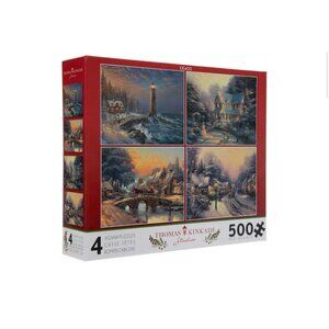 4 Puzzles in 1 Box Multipack Thomas Kinkade Holiday Jigsaw Puzzle 500 Piece Each